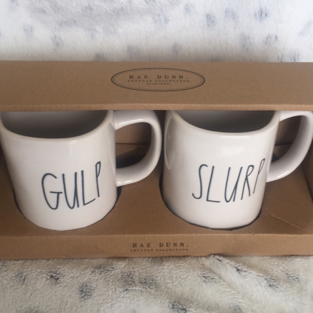 Rae Dunn 2 Piece Mug Set HTF LL GULP SLURP - Picture 2 of 2